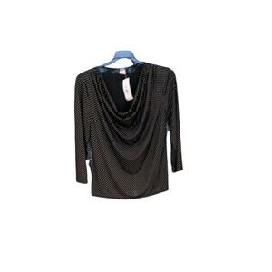 MSK Black with Gold Glittery Dots Blouse with Cowl Neck Size L